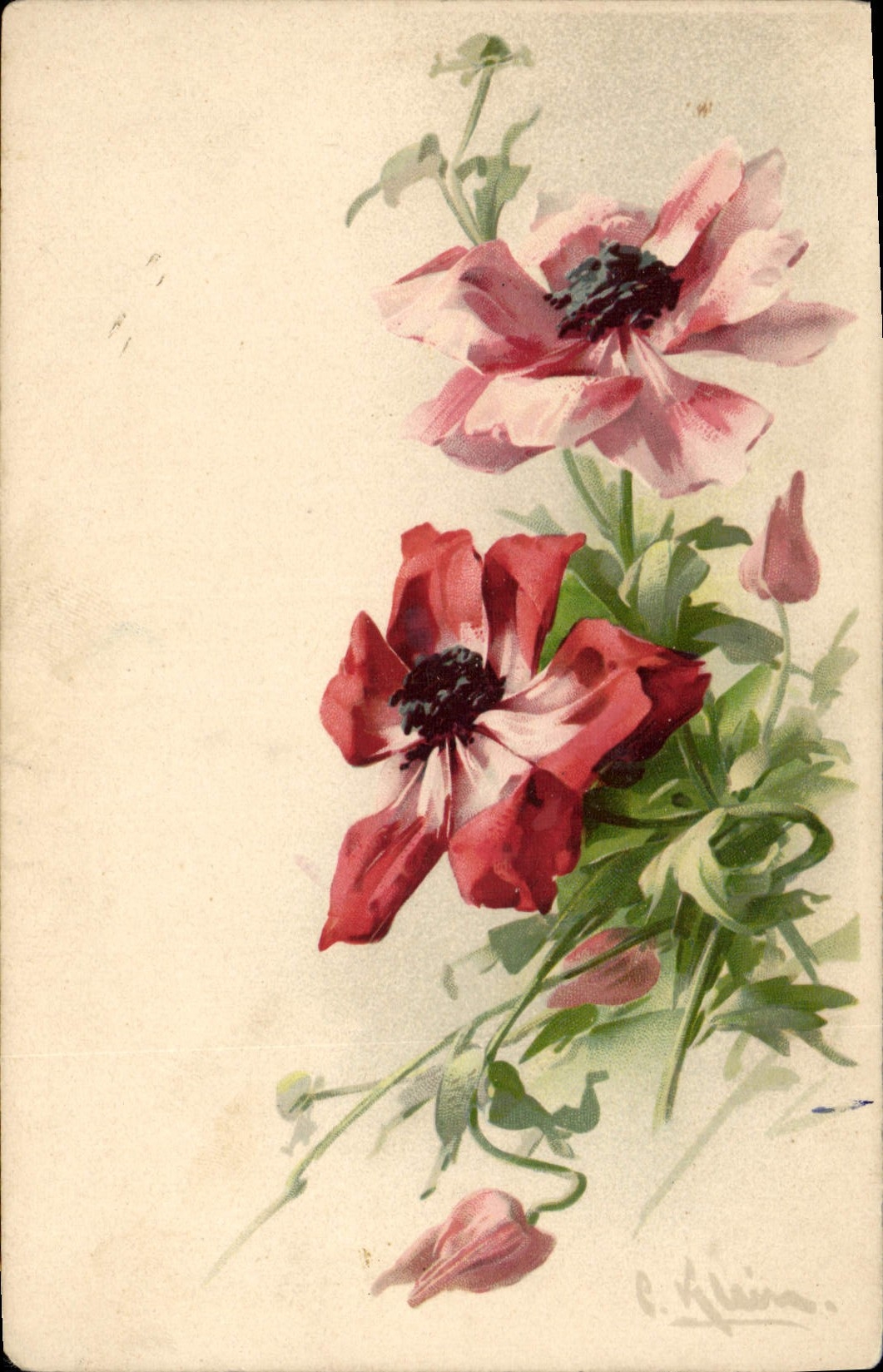 CPA Fantaisie Illustrateur Fleurs 