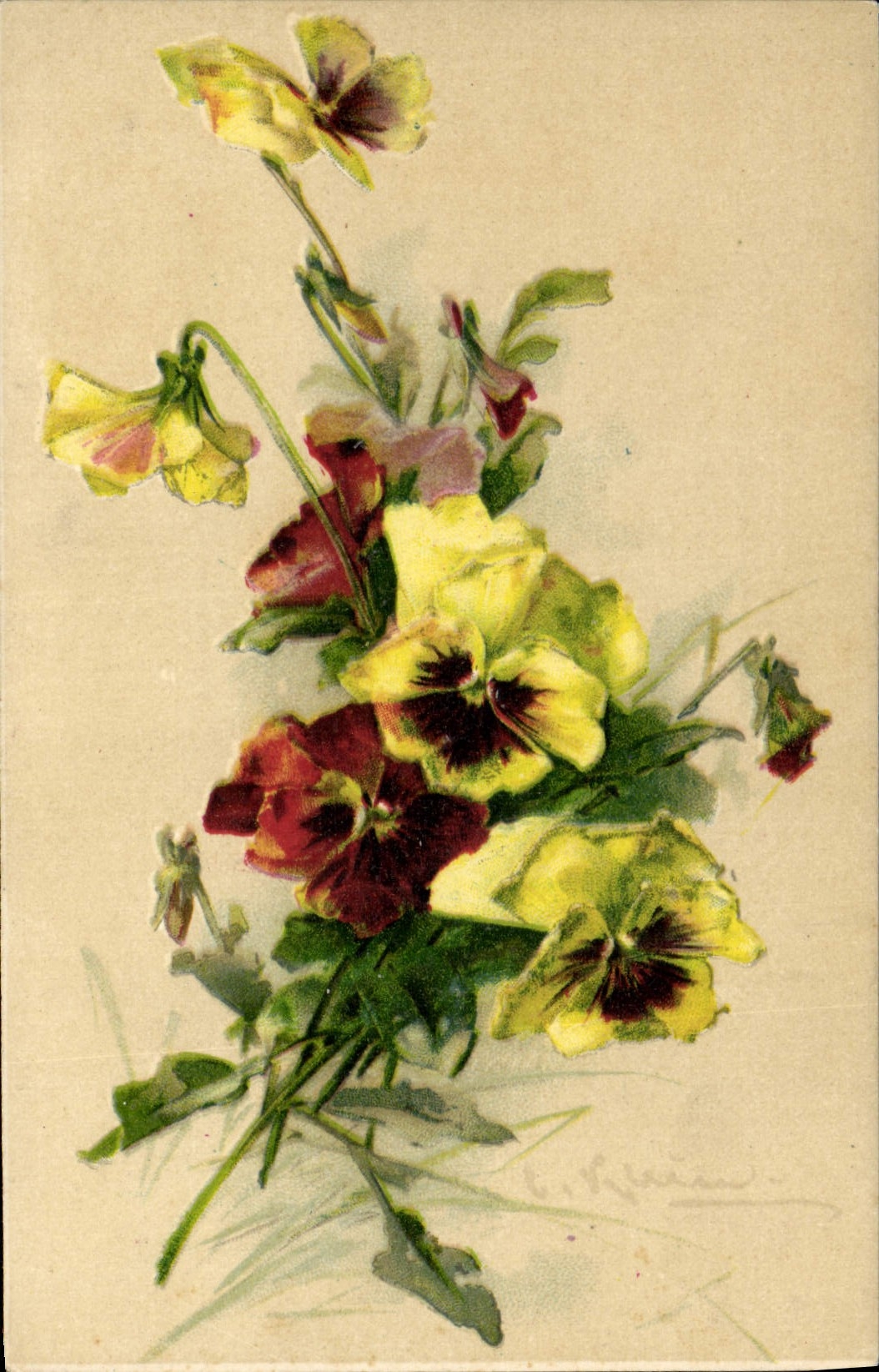 CPA Fantaisie Illustrateur Fleurs 