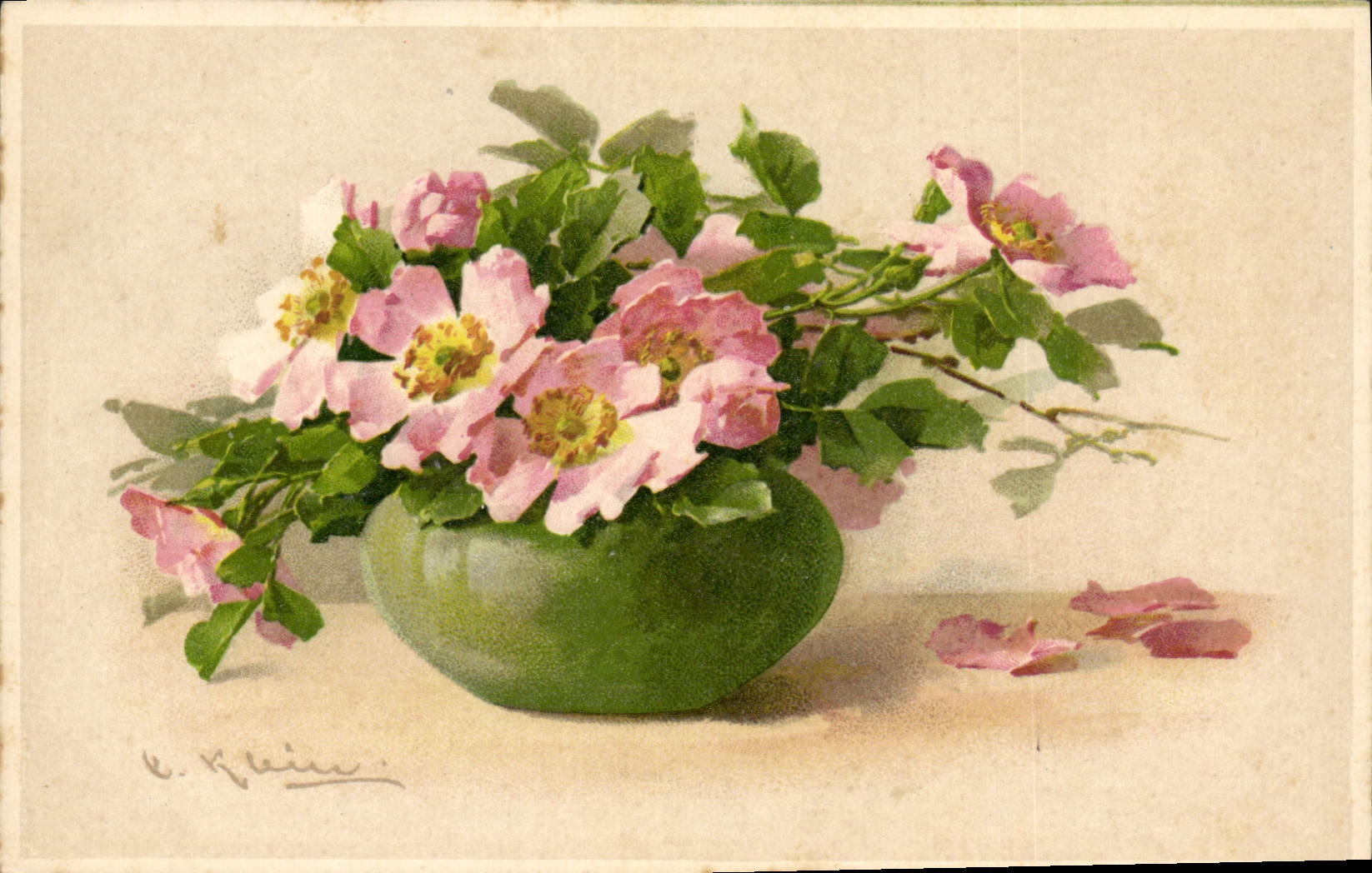 CPA Fantaisie Illustrateur Fleurs 