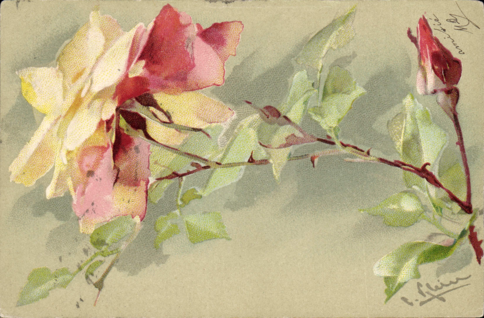 CPA Fantaisie Illustrateur Fleurs 