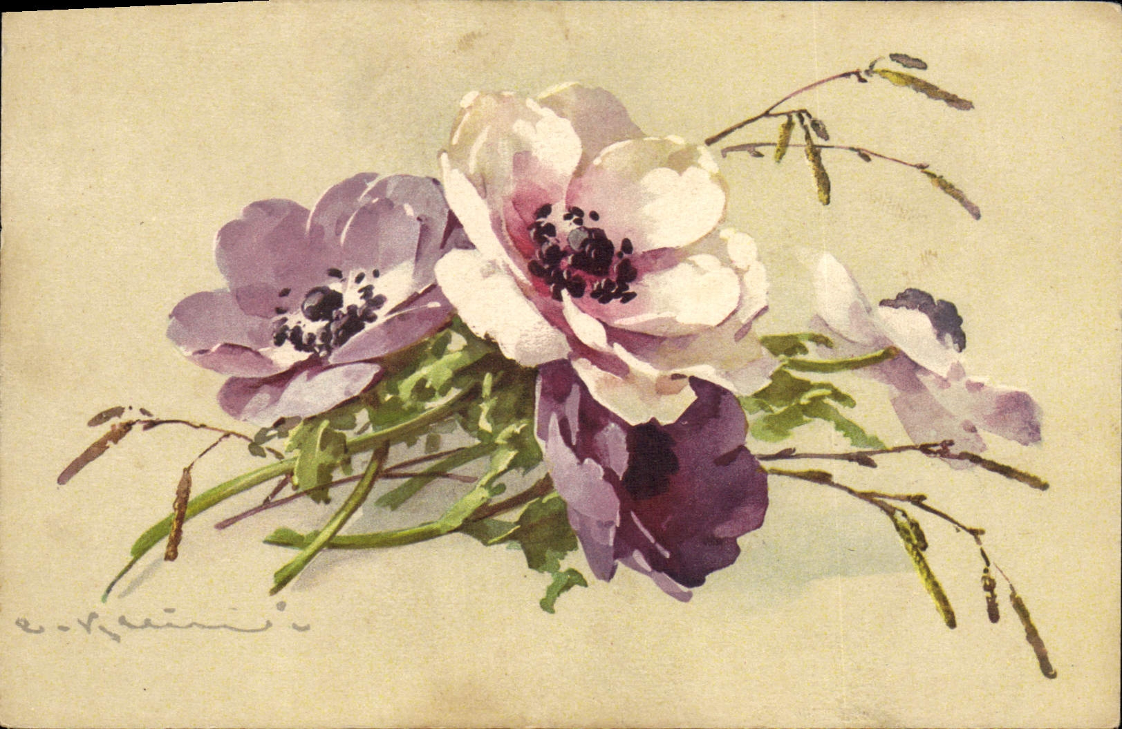 CPA Fantaisie Illustrateur Fleurs 