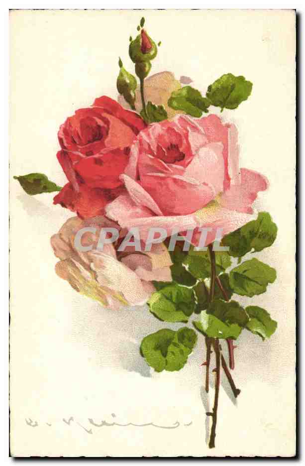 CPA Fantaisie Illustrateur Fleurs 