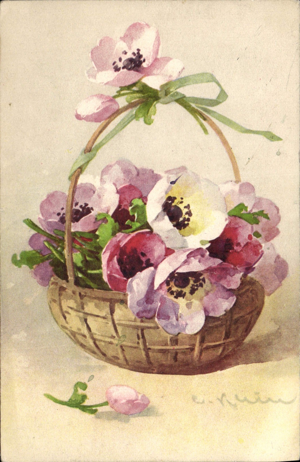 CPA Fantaisie Illustrateur Fleurs 