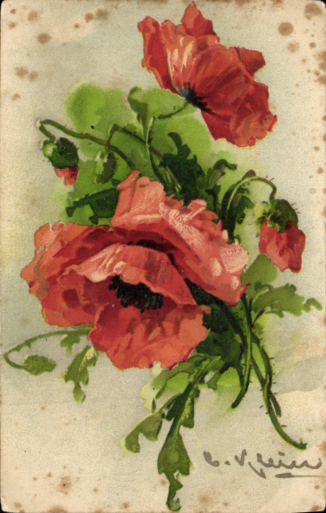 CPA Fantaisie Illustrateur Fleurs 