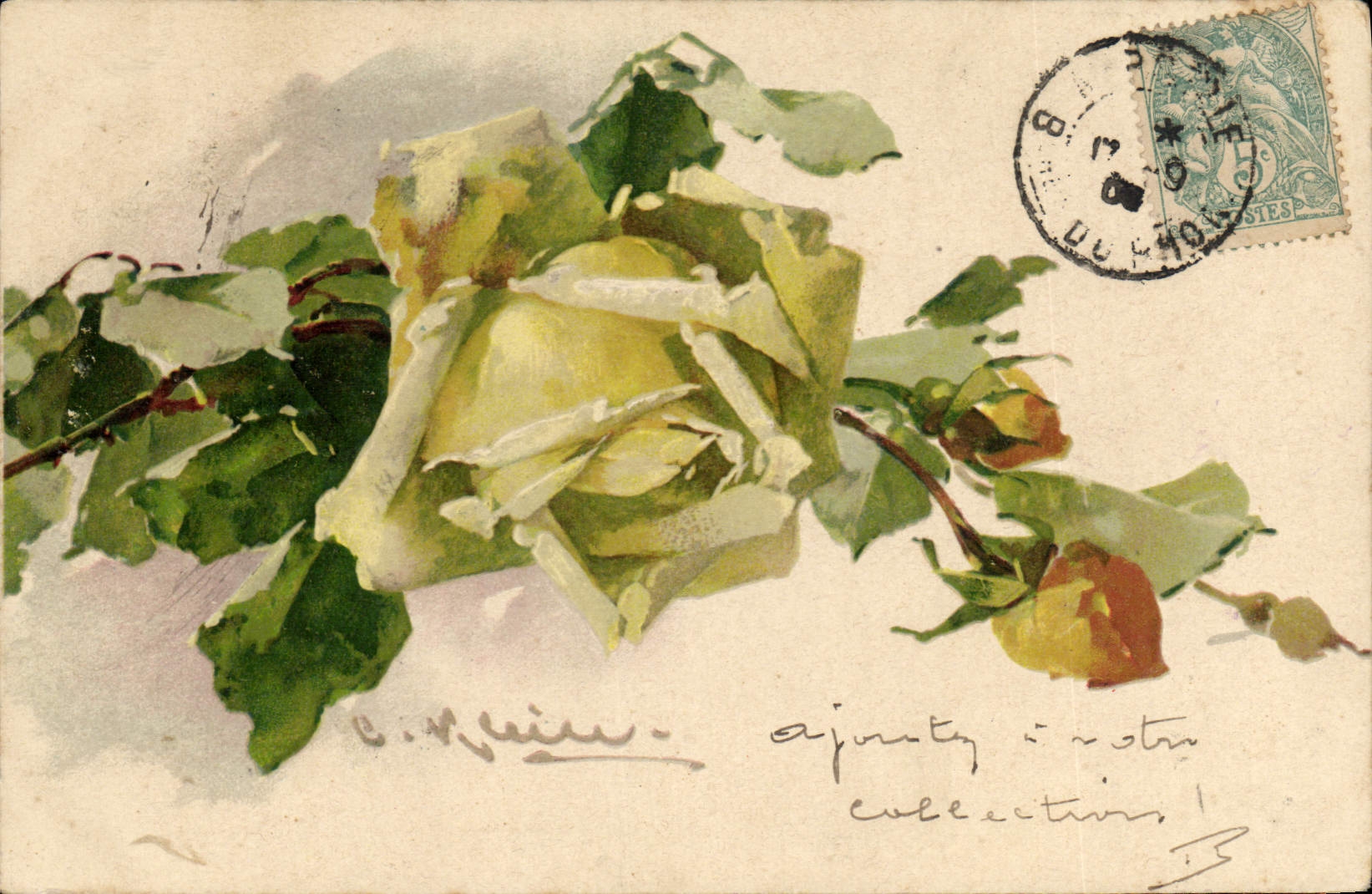 CPA Fantaisie Illustrateur Fleurs 