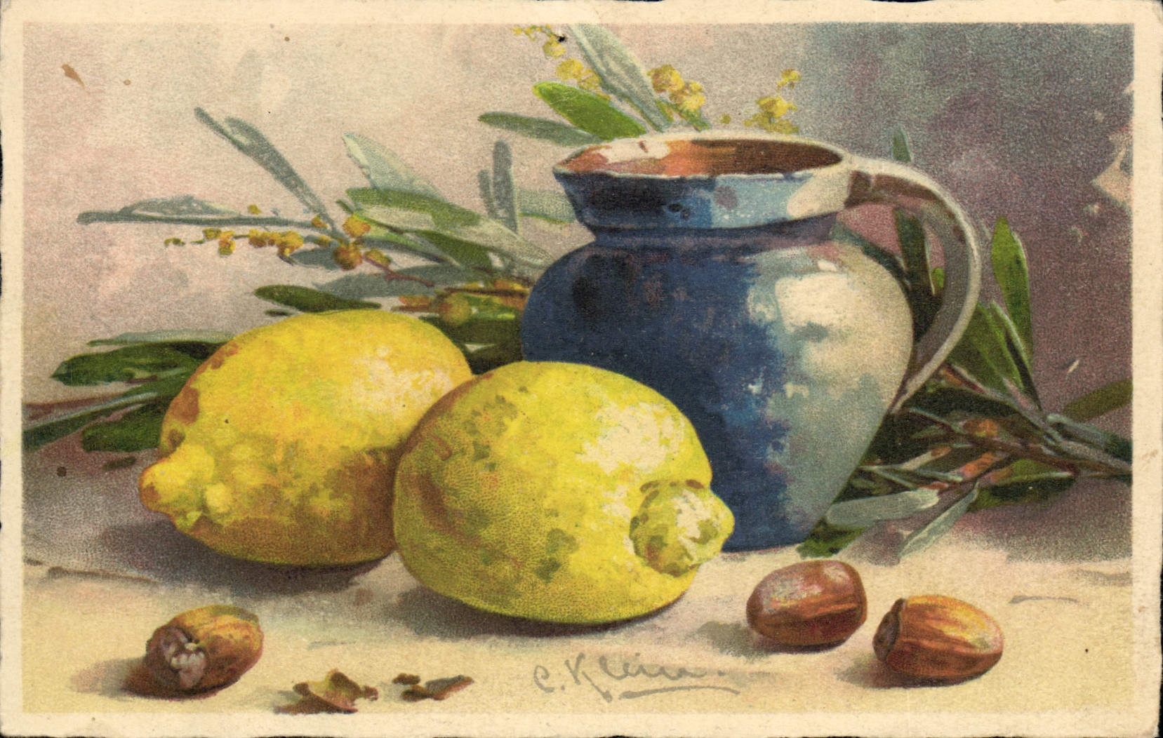 CPA Fantaisie Illustrateur Nature morte 