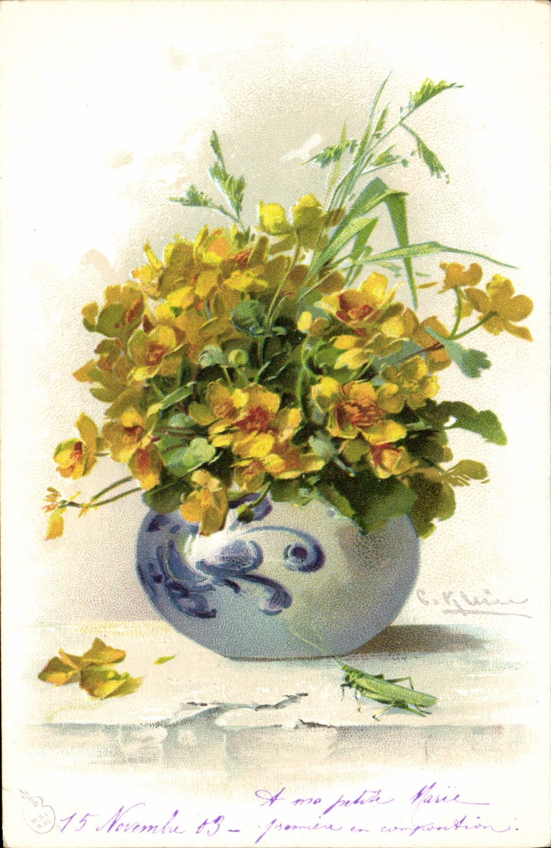 CPA Fantaisie Illustrateur Fleurs 
