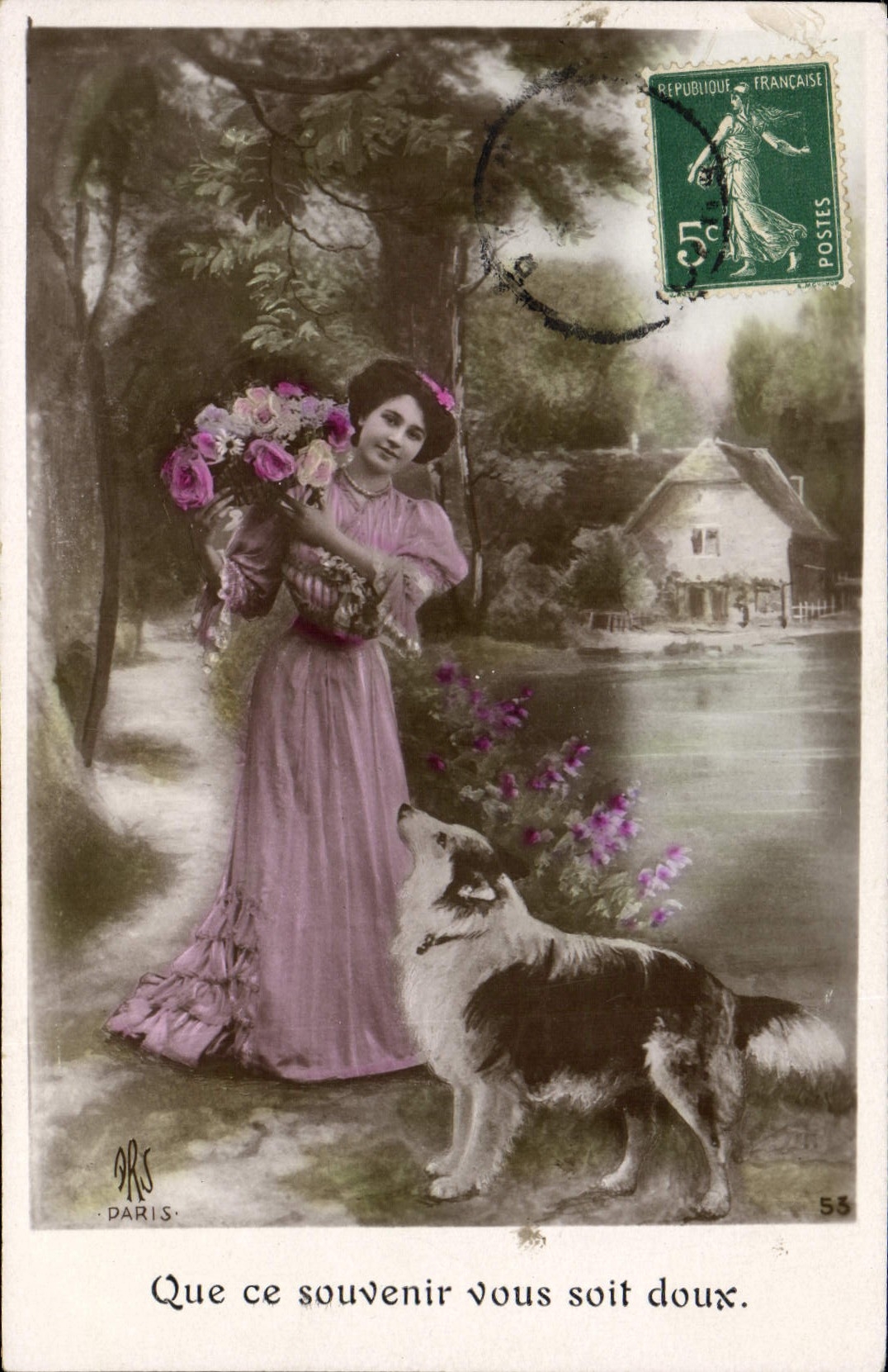 CPA Chien Chiens Femme 