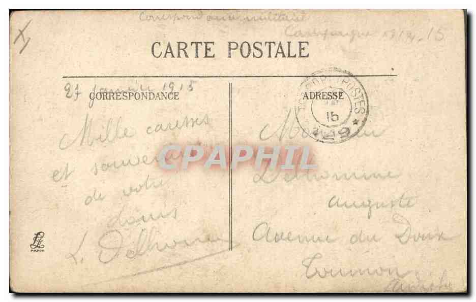 CPA Militaria General Gallieni Gouverneur militaire de Paris  — Rückseite