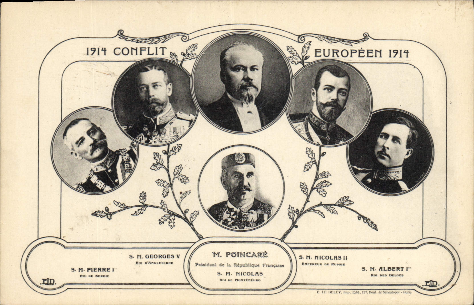 CPA Militaria Nicolas II Roie George Poincare Albert 1er Russie Russia 