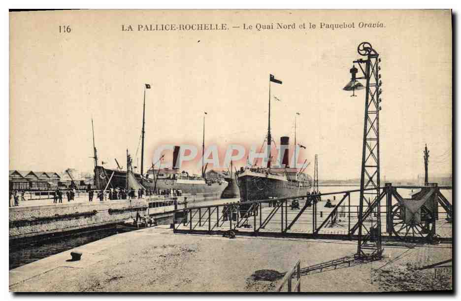 La Pallice-Rochelle — Le Quai Nord et le Paquebot Oracia — Éditeur : Sécurien Frères, Imp. Béth. St-Cyr, Rochelle