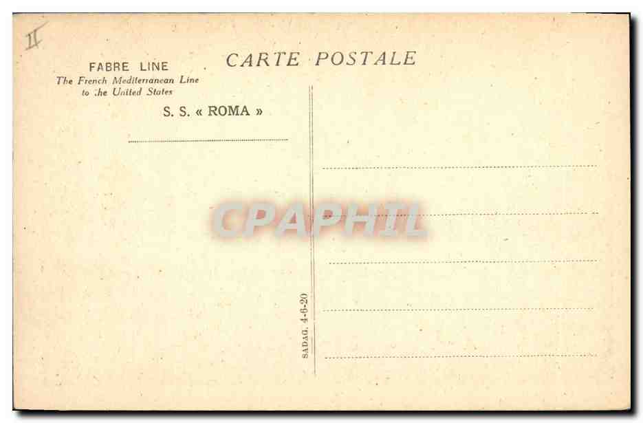 CPA Bateau Paquebot Fabre Line SS Roma  — Verso
