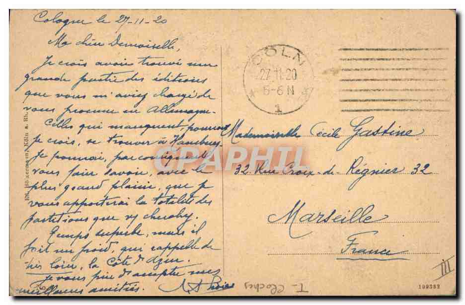 Cologne, Rhin — Cathédrale Notre-Dame (Sud) — Deutsches Reich — Verso