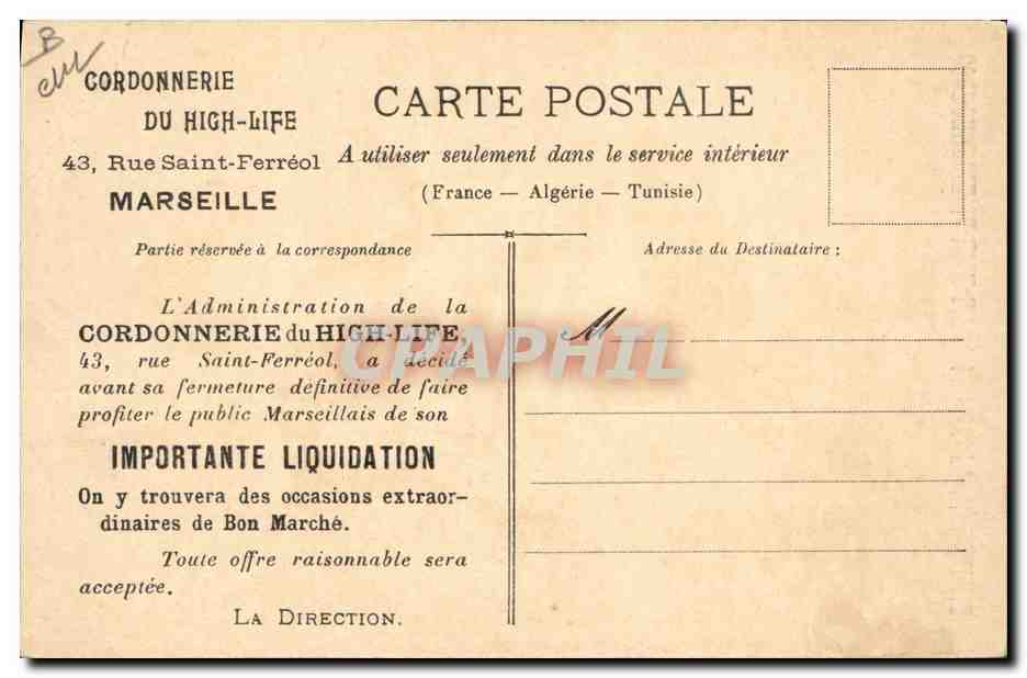 CPA Cloche Femme — Verso