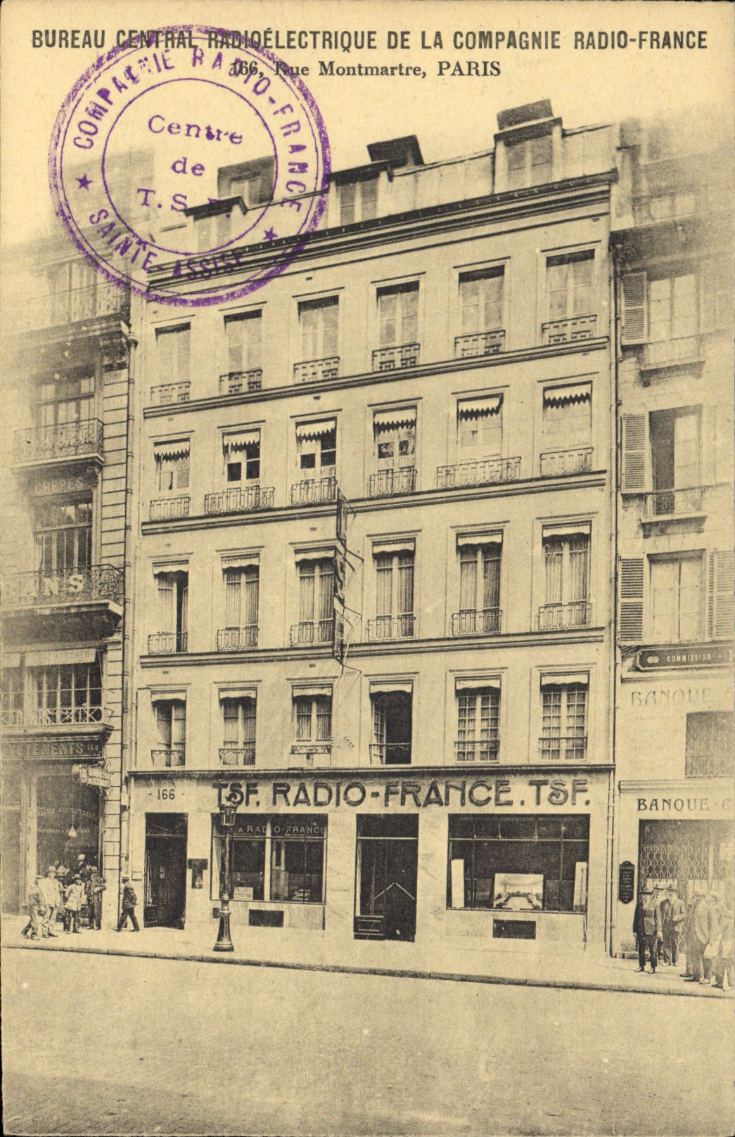 CPA Bureau Central Radioelectrique de la Compagnie Radio France Rue Montmartre Paris TSF 