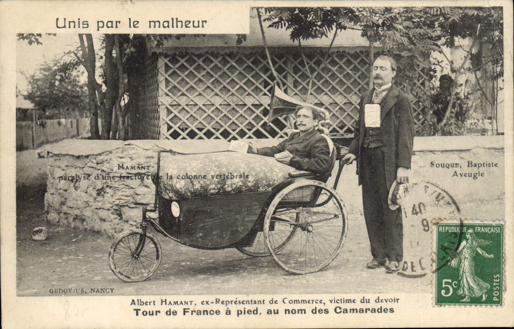 Albert Hamant, ex-Représentant de Commerce, victime du devoir — Tour de France à pied, au nom des Camarades — GEDOVICS, NANCY