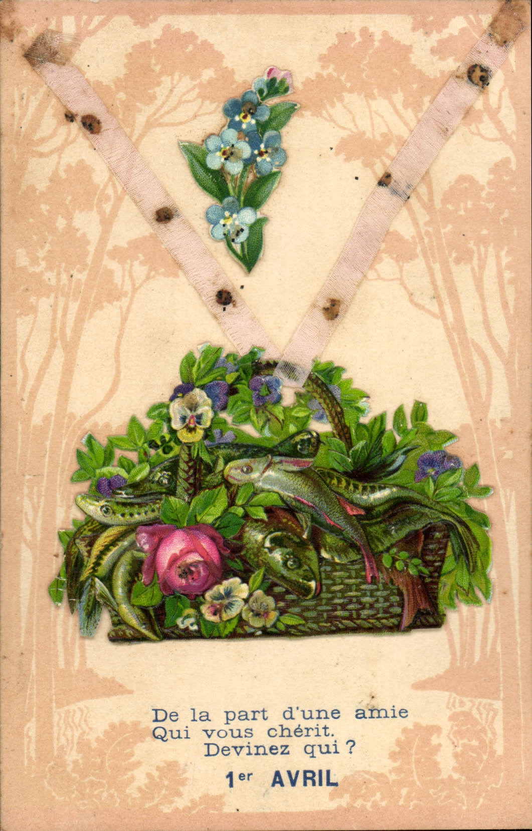 Bouquet de fleurs et poissons — 1er AVRIL — éditeur non visible