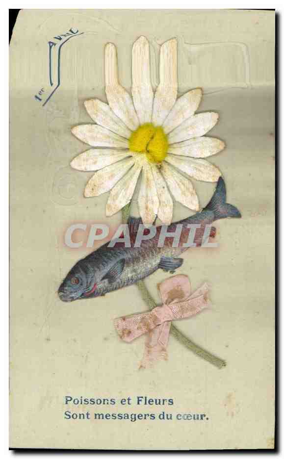 CPA Fantaisie Fleurs Poisson 