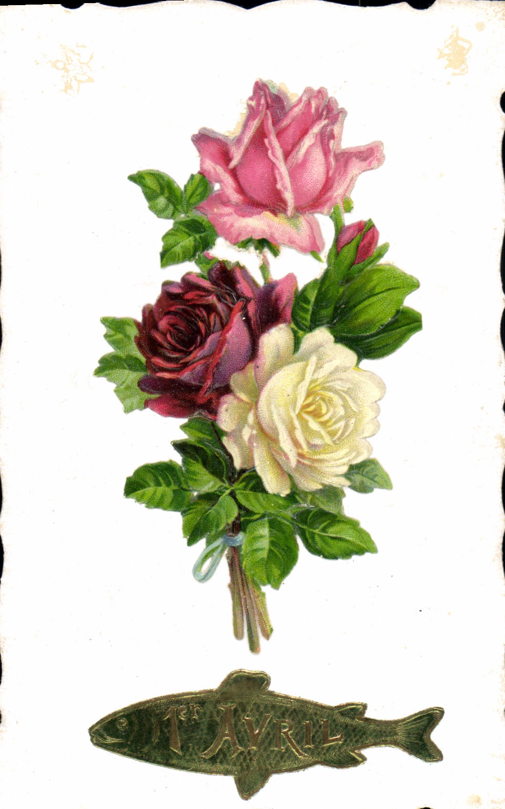 CPA Fantaisie Fleurs Poisson 
