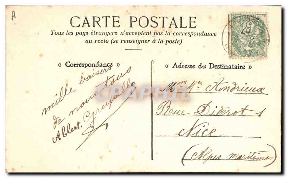 Poisson et bouquet de fleurs — Doux Souvenir — éditeur inconnu — Verso