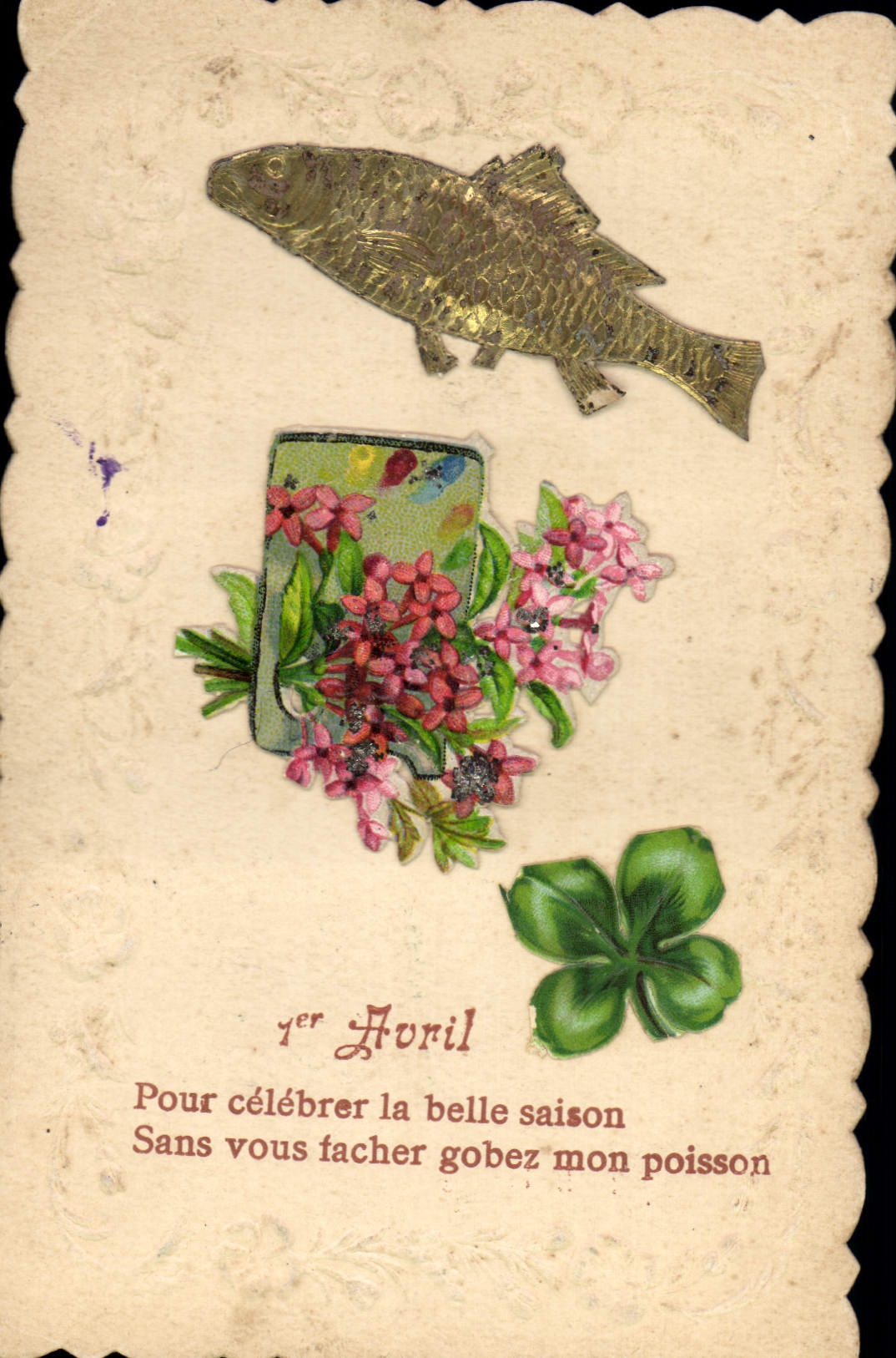 CPA Fantaisie Fleurs Poisson 