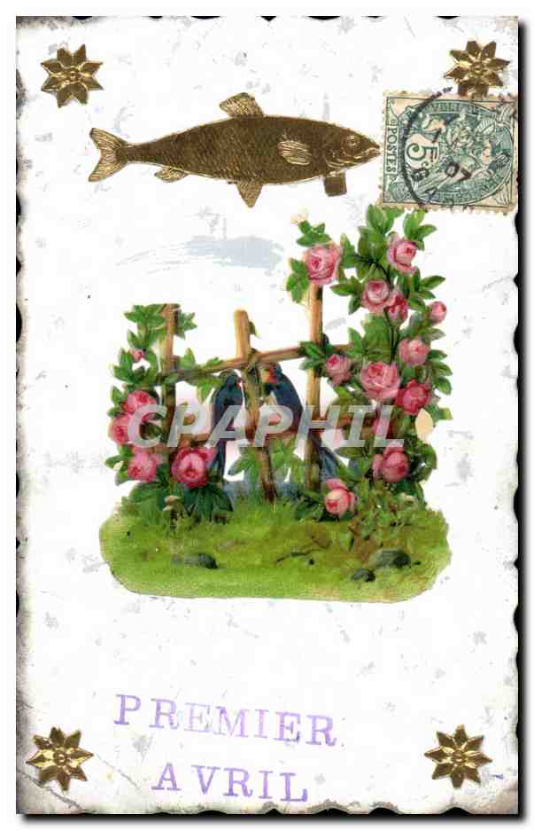 CPA Fantaisie Fleurs Poisson 1er Avril 
