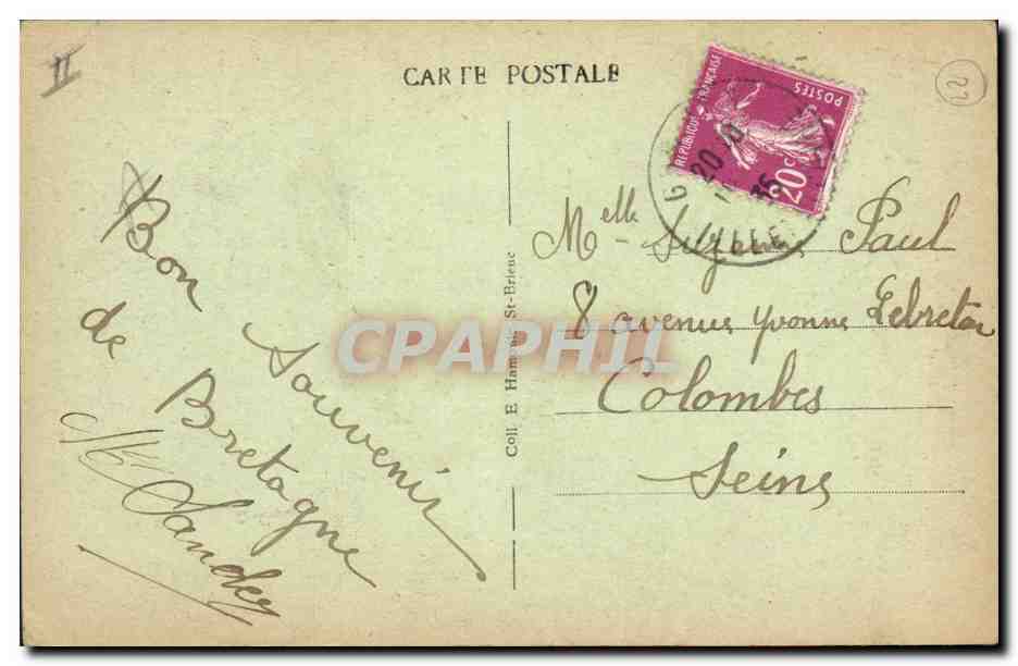 CPA Folklore Bretagne Lits Clos Lune de miel Jeune mari prevenant  — Verso