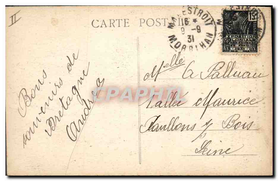 CPA Folklore Bretagne Lits Clos La soupe du matin  — Verso