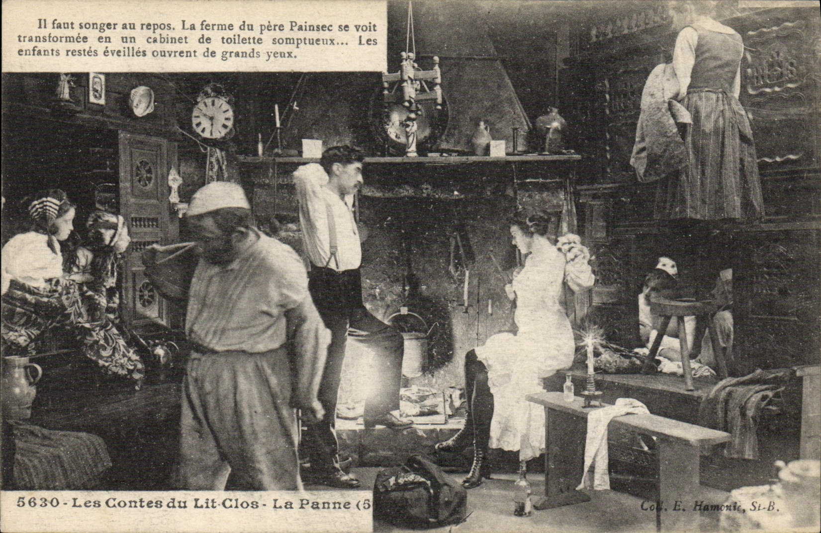 CPA Folklore Bretagne Lits Clos Les contes du lit clos La panne 