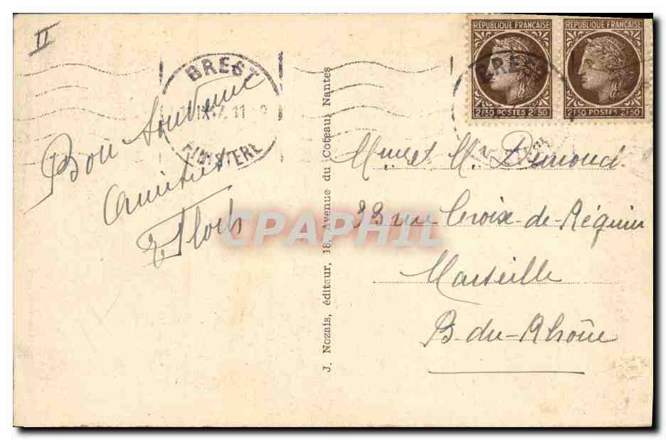 CPA Folklore Bretagne Autour des Lits Clos Le marin en permission  — Verso