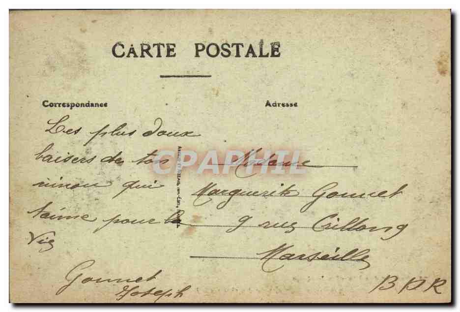 CPA Folklore Bretagne Autour des Lits Clos Bretons Retour du front Militaria  — Verso