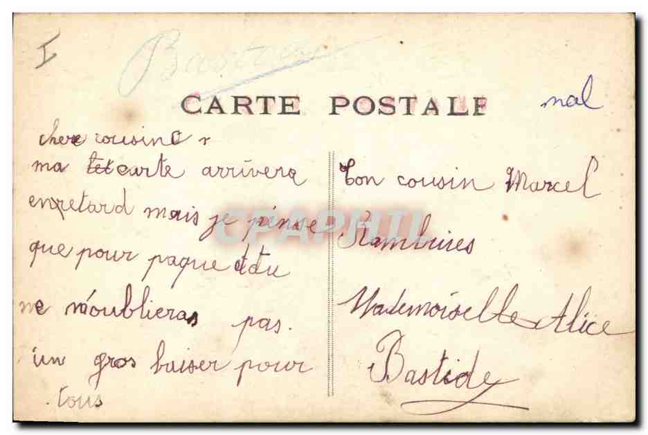 CPA Fantaisie Paques Poisson Enfant 1er Avril  — Rückseite