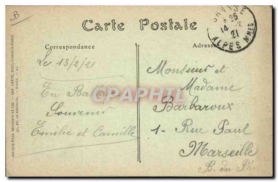CPA Cueillette du jasmin Le Plant de Grasse  — Rückseite