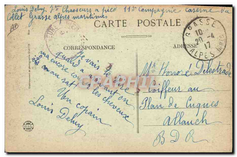 CPA Cueillette du jasmin Vue generale Grasse  — Rückseite