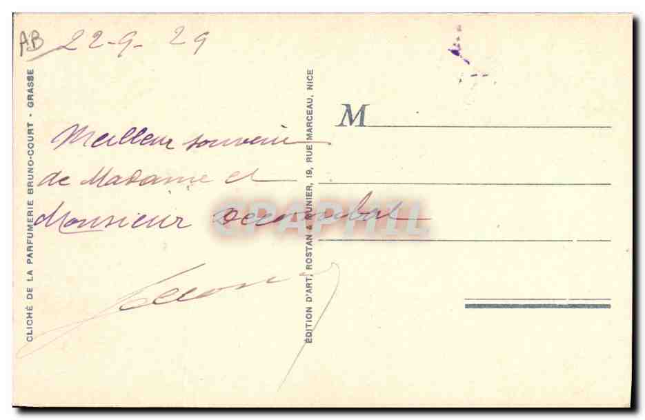 CPA Cueillette des tubereuses Cote d'azur  — Rückseite