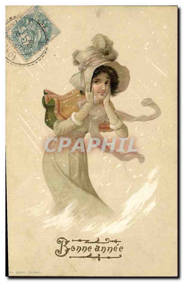 CPA Fantaisie Illustrateur Femme Bonne annee 