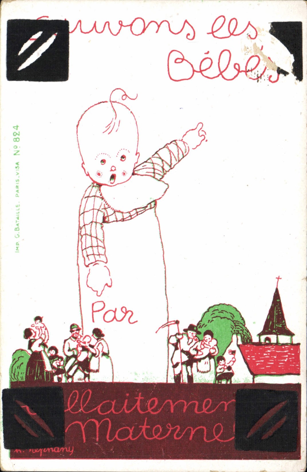 CPA Fantaisie Illustrateur Sauvons les bebes Allaitement maternel 