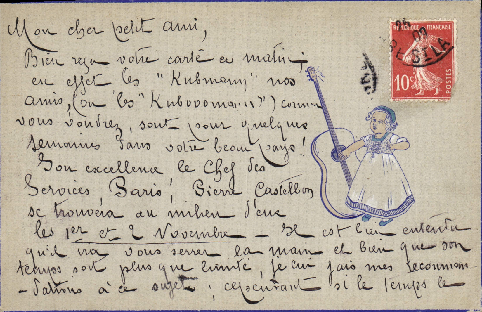 CPA Fantaisie Illustrateur Enfant Guitare 