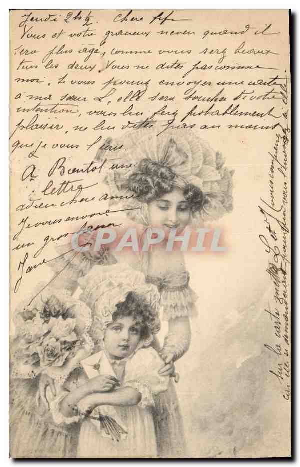 CPA Fantaisie Femme Enfant 