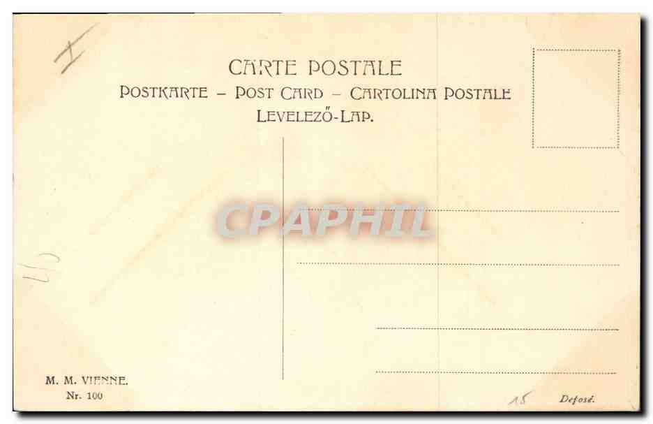 Femme en robe fourrée avec couronne de houx — éditeur M. M. Vienne, n° 100 — Reverso