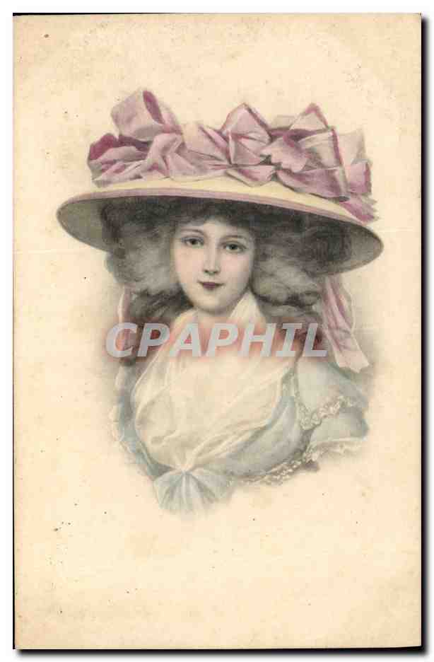 Jeune femme à chapeau orné de rubans — éditeur M. M. Vienne, n° 380