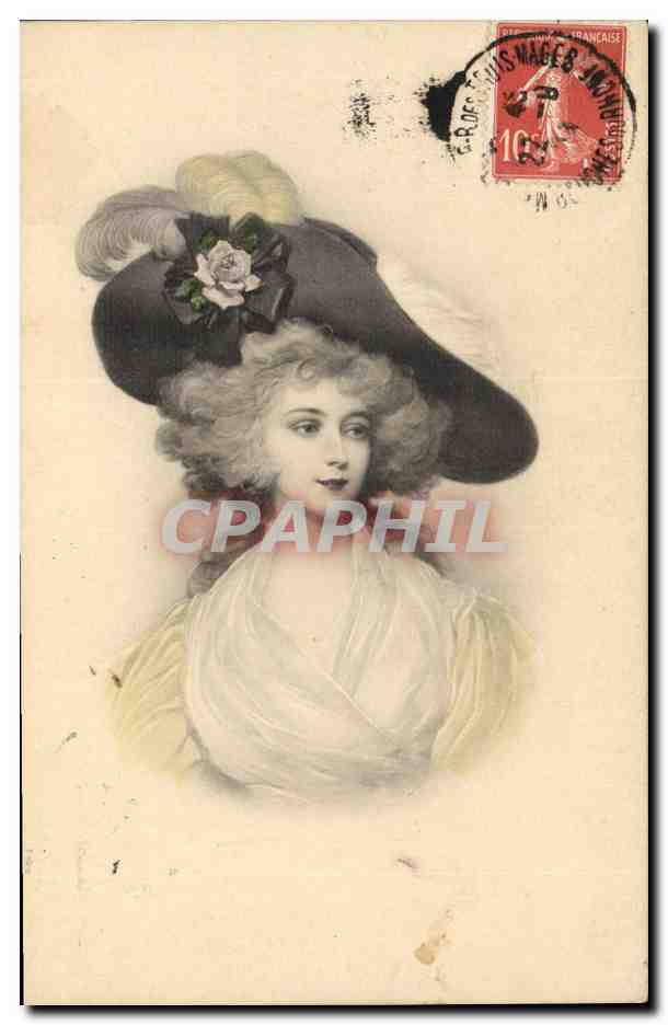 Portrait de femme — chapeau orné de rose — éditeur E. Roes, n° 380