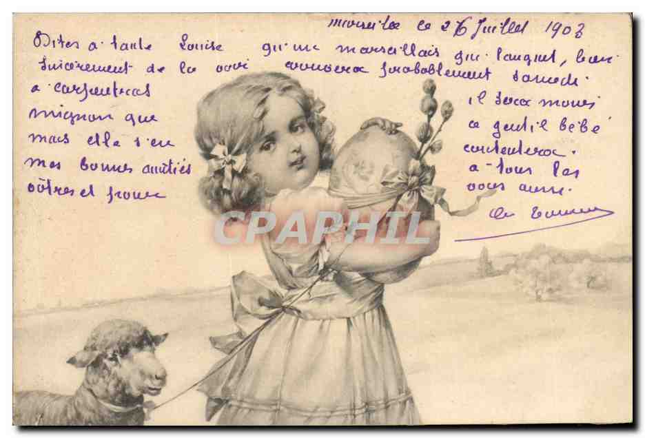 CPA Fantaisie Enfant Moutons 