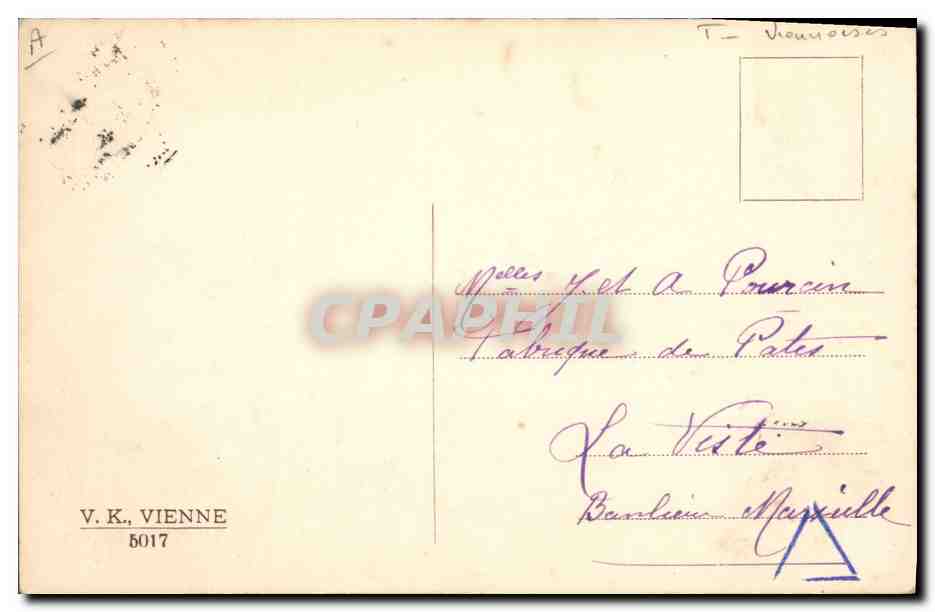 Jeunes amoureux et cerf — scène de Noël — éditeur V.K., Vienne — Reverso