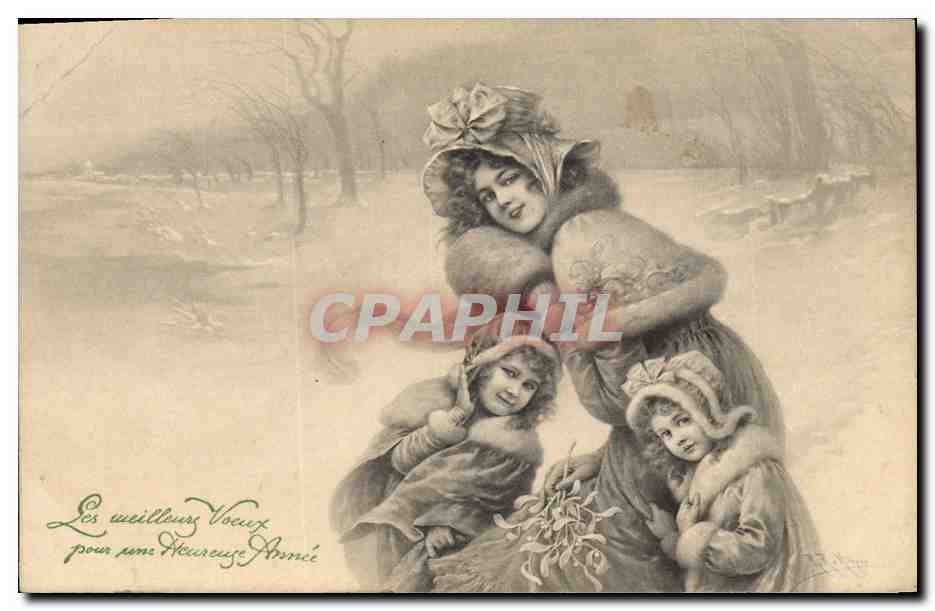 Famille en hiver — scène hivernale — M. M. VIENNE, n° 282