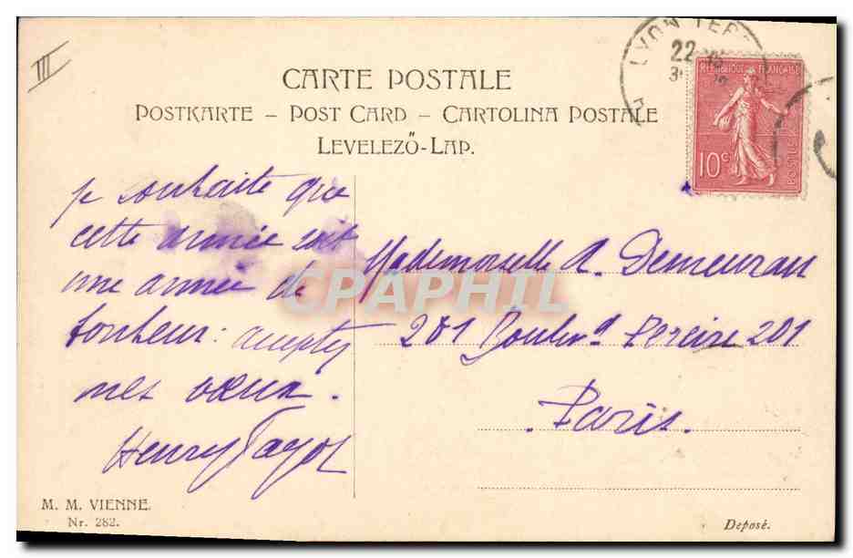 Famille en hiver — scène hivernale — M. M. VIENNE, n° 282 — Reverso