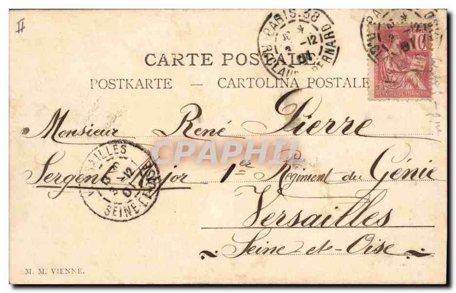 Femme dansant parmi des trèfles — éditeur M. M. Vienne, n°4 — Reverso