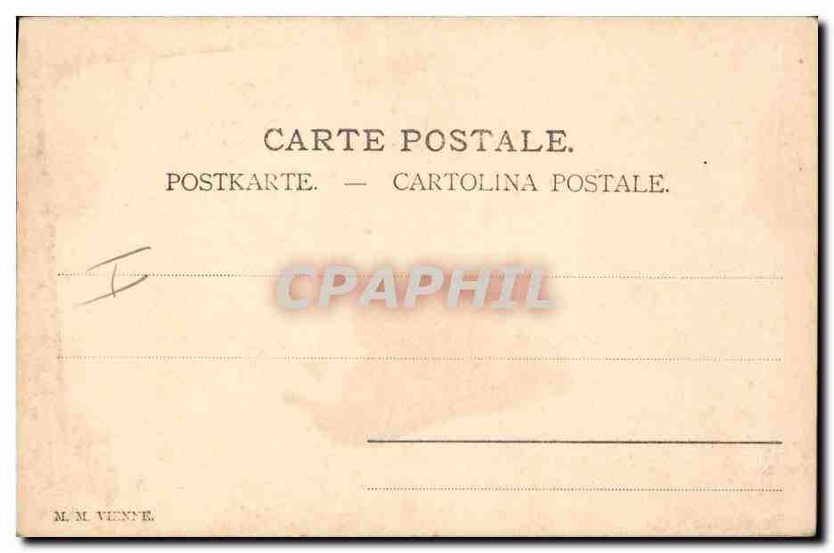 Femme en costume d'époque avec cerf — éditeur M. M. Vienne — Verso
