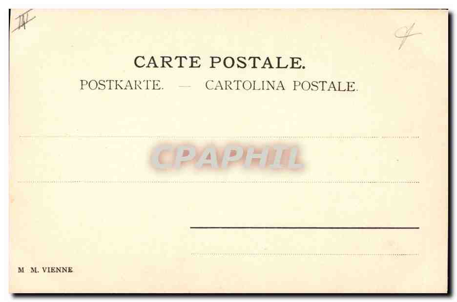 Couple devant un grand œuf de Pâques — avec poussins — éditeur M. M. Vienne — Verso