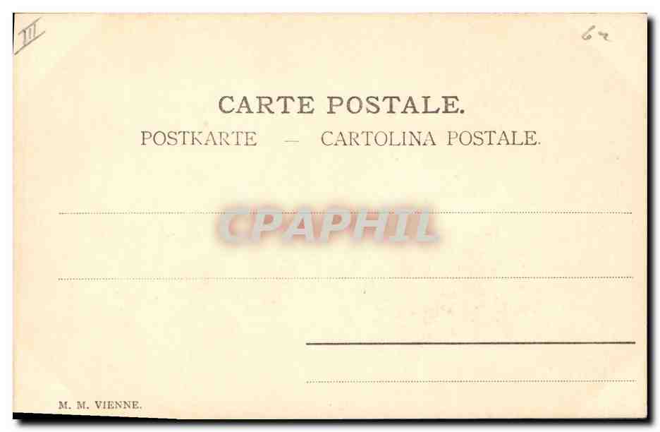 Femme en costume d'époque avec cerf — M. M. Vienne, n° 62 — Reverso